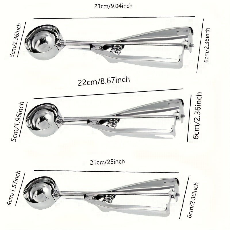 3pcs Cookie Scoops for Baking Include 1 Tbsp/ 2 Tbsp/ 3 Tbsp, Cookie Dough Scoop, Ice Cream Scoop Set, for Cookie, Cupcake, Melon Ball, Meatball, Ice Cream, Halloween And Christmas Kitchen Gifts - Buy That Thang