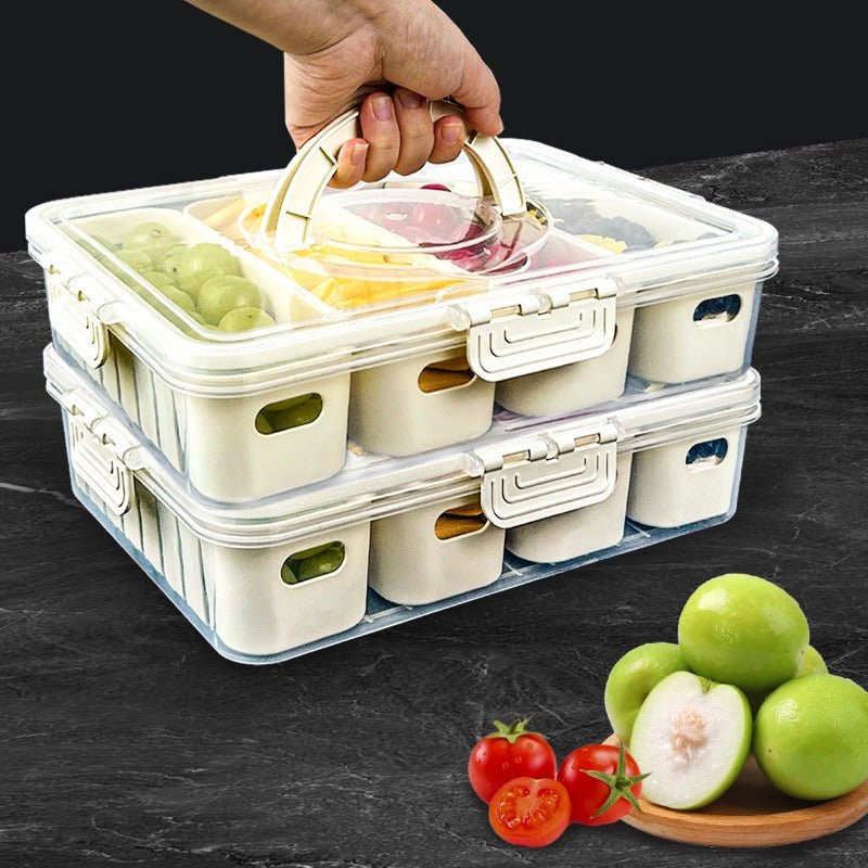 Fruit Storage Containers for Fridge Keep Fresh - Divided Serving Tray with Lid and Handle - Portable Picnic Parties Snackle Box Veggie Tray - Berry Candy Food Snack Organizer Travel, Compact Design, Easy to Clean, Leakproof C - Buy That Thang