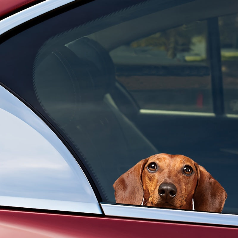 Peeking Dachshund Car Decal Sticker, Realistic Red Dachshund Dog Waterproof Removable Funny Car Window Truck Sticker Vinyl Bumper Sticker Decal, Dog Lover Gift, Dog Gift, Pet Vinyl Stickers