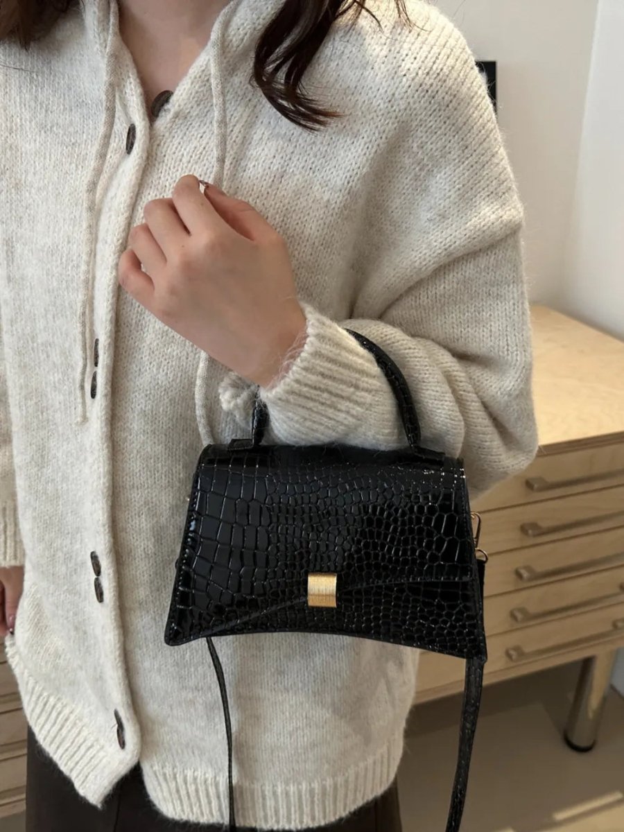 Solid Color PU Leather Handbag - Buy That Thang