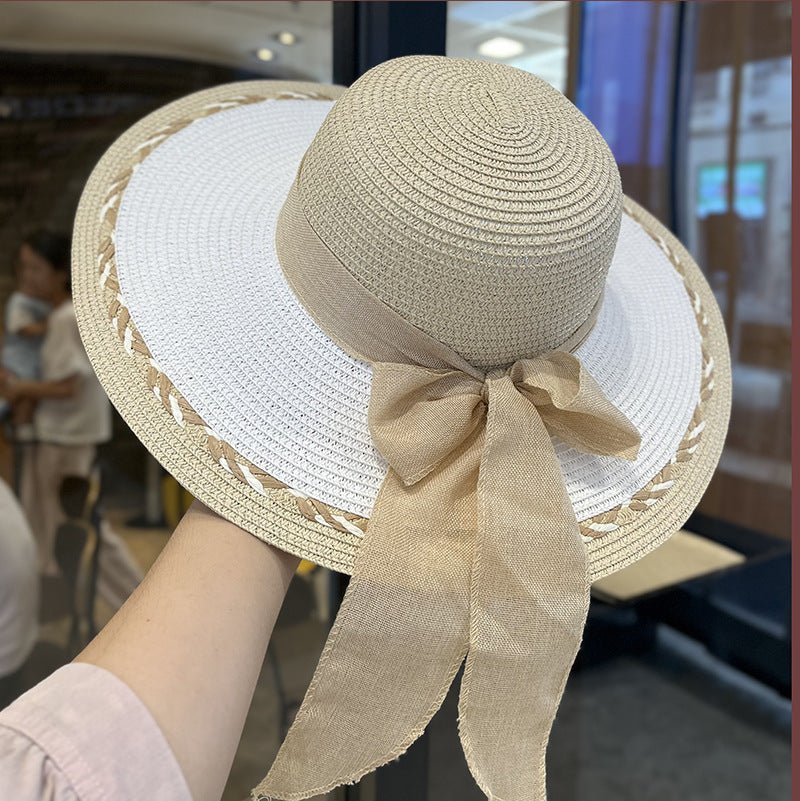Straw Bag and Hat Set for Women, Beach Vacation, Versatile Sun Protection Wide Brim Hat, Commute Travel Large Capacity Tote Bag - Buy That Thang