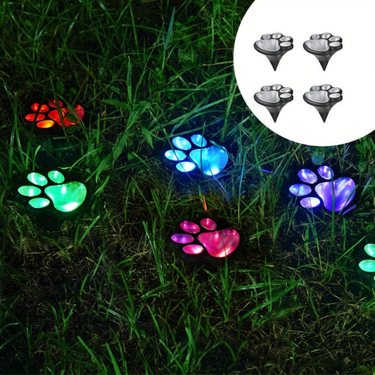 3pcs Solar LED Pet Paw Print Channel Lights - IP44 Outdoor Decorative Lights For Gardens, Lawns & Terraces - Pet - Safe (Cat & Dog Friendly) - Durable Plastic With Metal Veneer - Solar - Powered Outdoor Lights For Holiday Garden - Buy That Thang