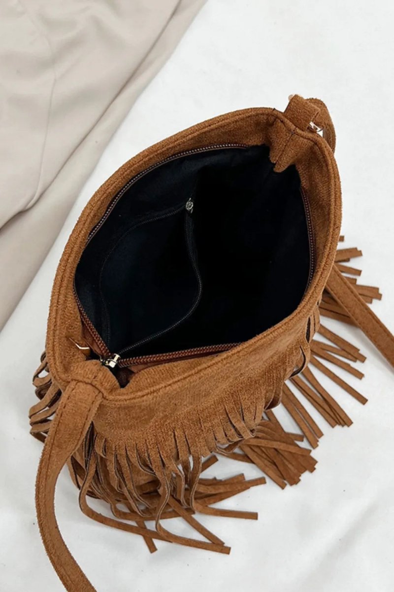 Suede Fringe Shoulder Bag - Buy That Thang