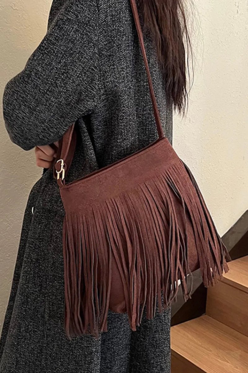 Suede Fringe Shoulder Bag - Buy That Thang