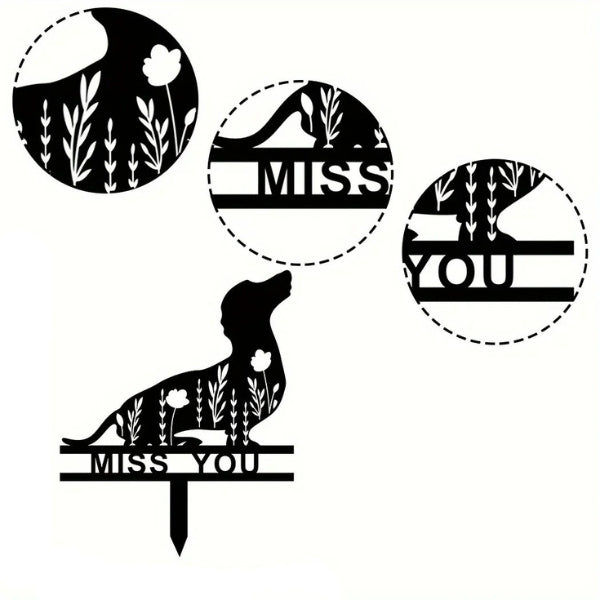 Dachshund Pet Grave Marker – Metal Memorial Stake Sign for Pet Loss & Sympathy Gift