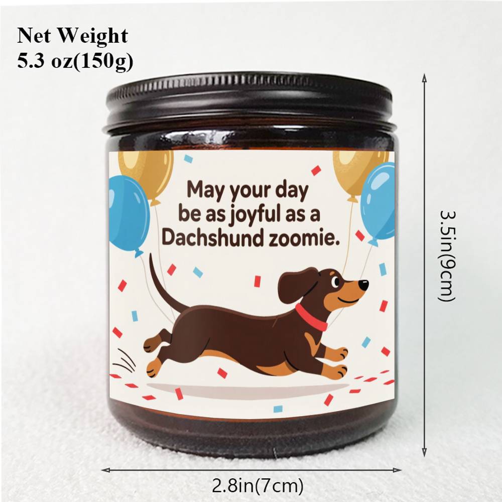 Dachshund Scented Candle - Lavender with Dachshund Dog in Glass Jar, Long - Burning Wax for 12+ Hours, Funny Pet Lover Gift for Dachshund Owners (Christmas, Valentine's Day) - Home & Bathroom Decor Suitable for Dachshund Parent - Buy That Thang