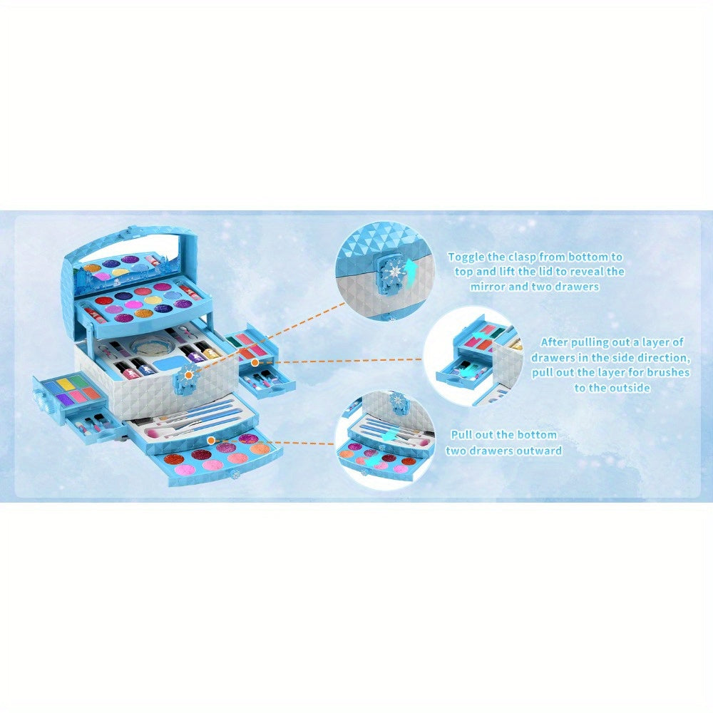 Girls Toys - 56pcs Kids Makeup Gift Box, Set - Non-toxic Washable Pretend Makeup Set with Brushes And Blendable Shades Eyeshadow for Girls Ages 3-12 | Perfect Kids Toys, Birthday Gifts