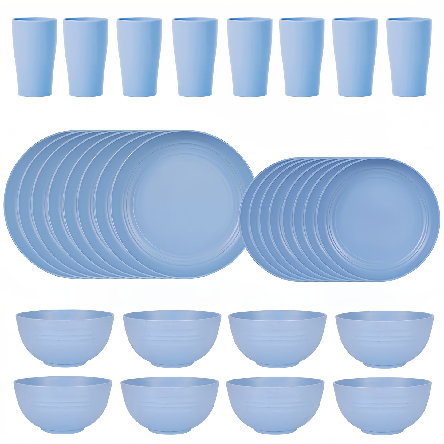 16/32pcs Kitchen Wheat Straw Large Size Dinnerware Set, For 4/8, Unbreakable Modern Dish Set Dinner Plate/Dessert Plate/Cereal Bowl/Cup, Dishwasher Safe, Lightweight Tableware, Camping And Everyday Use, Gifts For Men/Women/Ch