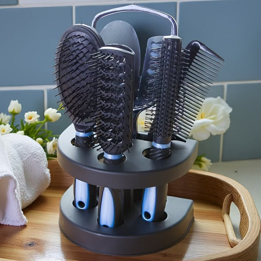 5pcs/Set Hairdressing Brush Holder Set, Hair Styling Brush With Mirror, Hairdressing Comb For All Hair Types - Buy That Thang