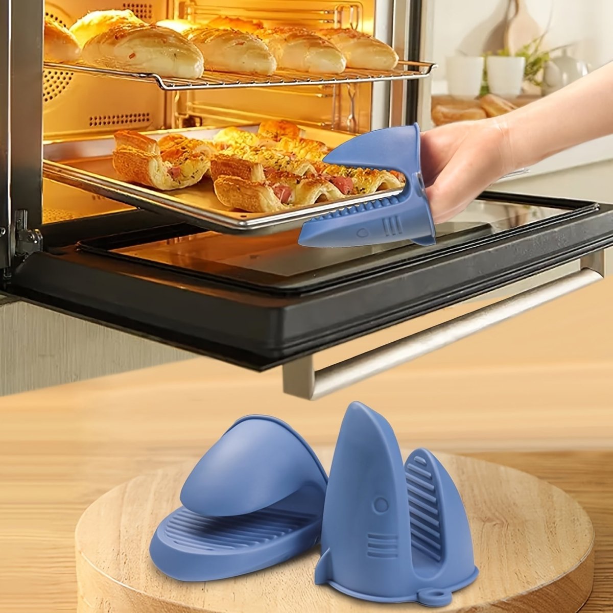 2pcs Oven Mitts, Oven Gloves Silicone Heat Resistant Cooking Pinch Mitts Potholder For Air Fryer Kitchen Cooking & Baking - Buy That Thang