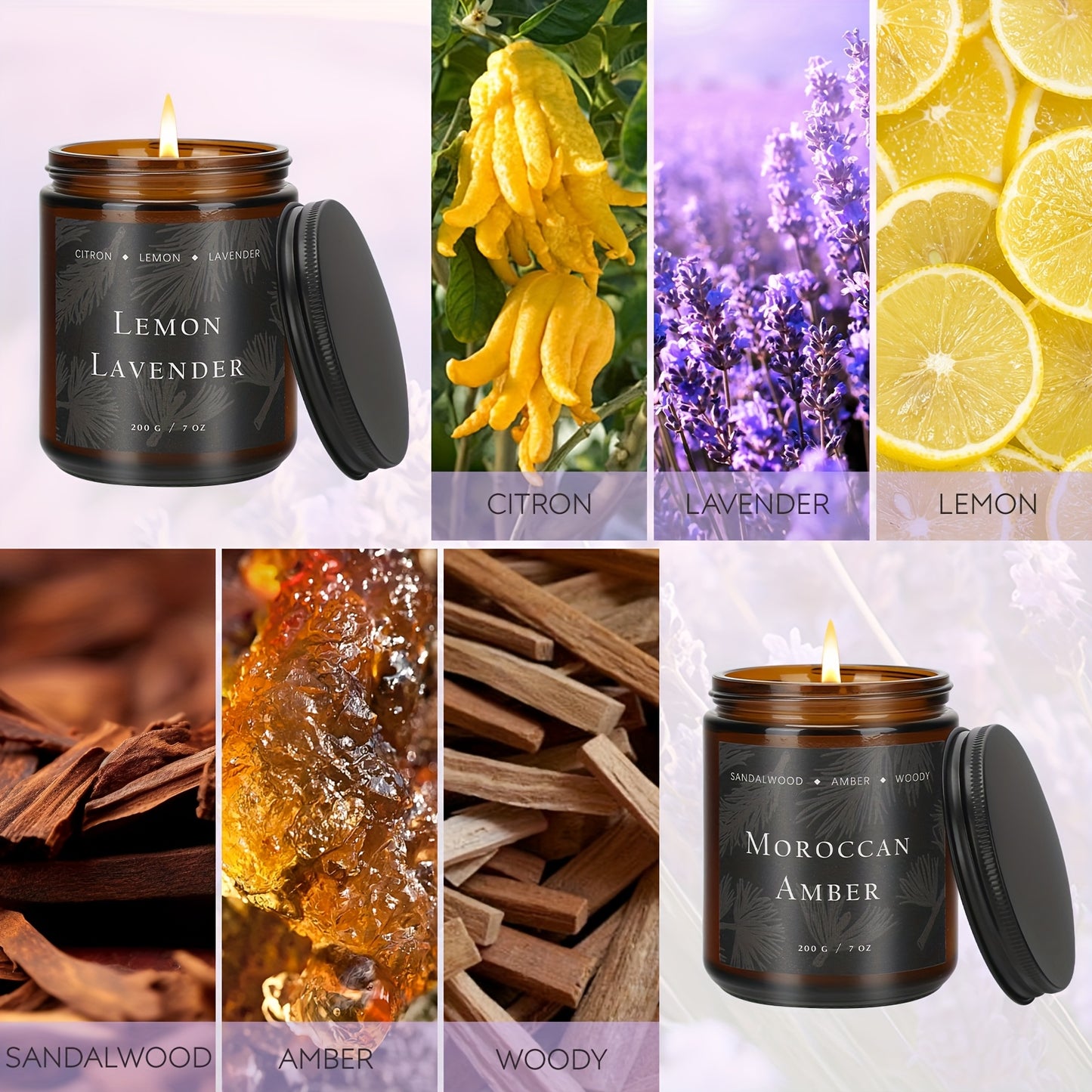 4pcs Scented Candles Home Scented Candles, 28oz Soy Wax Candle Gift Set for Women Men (Lemon Lavender/Vanilla Sugar/Sandalwood Rose/Moroccan Amber), Home Decor, Birthday, Valentine, Thanksgiving Christmas Decorations Christma
