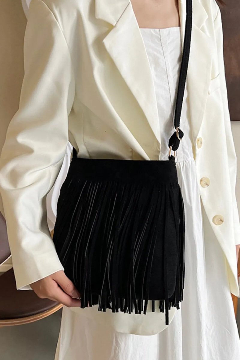 Suede Fringe Shoulder Bag - Buy That Thang