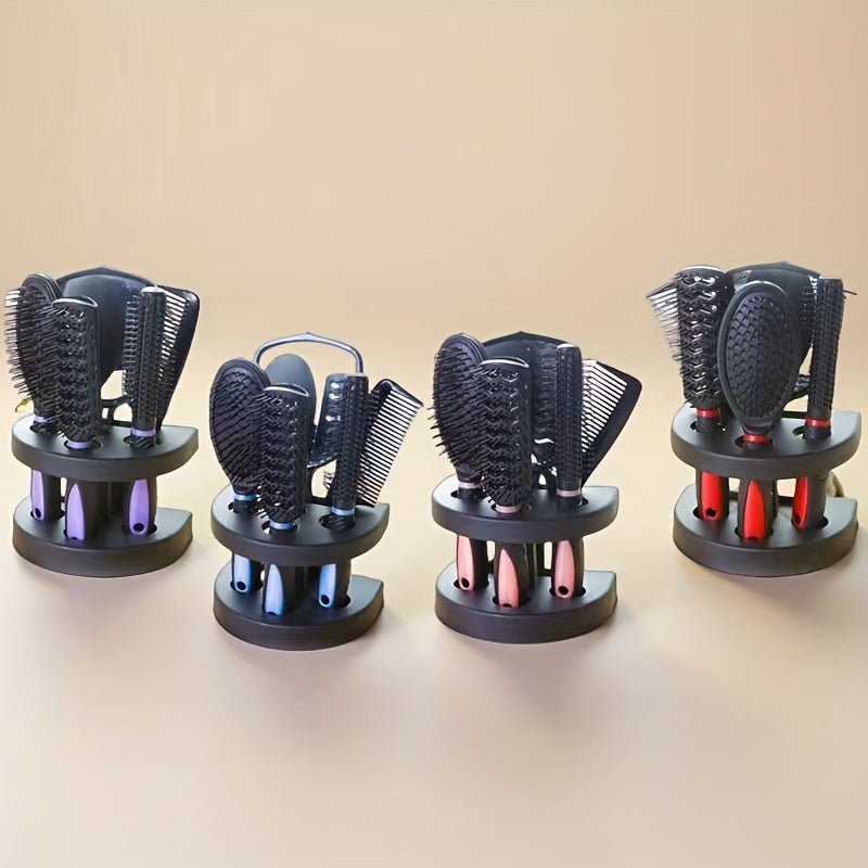 5pcs/Set Hairdressing Brush Holder Set, Hair Styling Brush With Mirror, Hairdressing Comb For All Hair Types - Buy That Thang