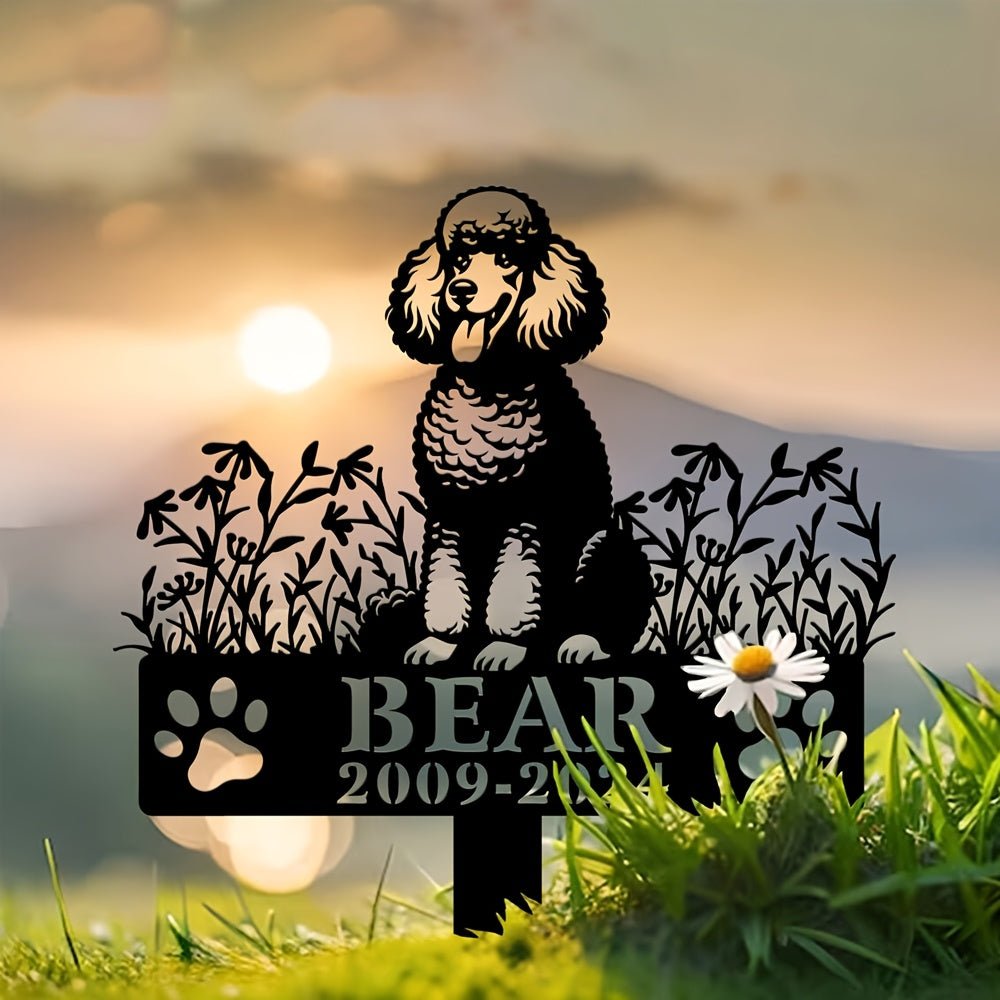 1pc Customizable Pet Memorial Garden Stake, Metal Dog Tribute Sign for Outdoor Funeral, Durable Iron Art Grave Marker, Uncharged, with Personalized Name & Year, for Golden Retriever, Labrador, Shepherd, Poodle, Dachshund, Bea - Buy That Thang
