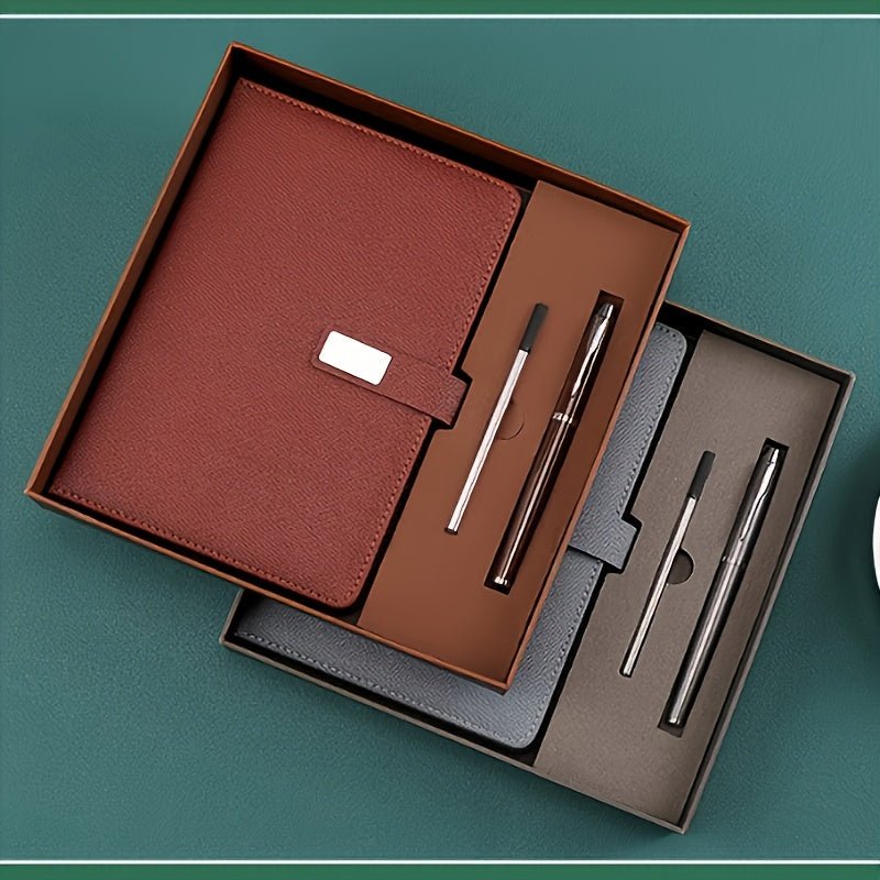 1set Customizable A5 Notebook Gift Set | Premium PU Leather Cover + Metal Pen + Refills | Perfect Gift - Buy That Thang