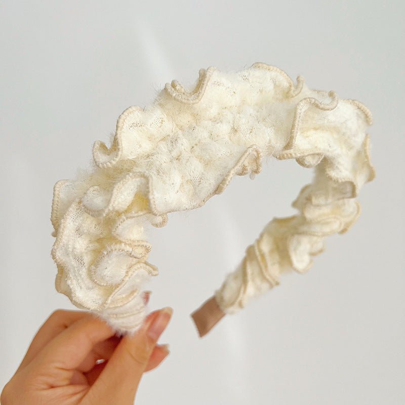 Autumn And Winter Hair Hoops Mink Hair Curl Hair Hoops Simple Plush Female Face Hair Hoops F014 - Buy That Thang