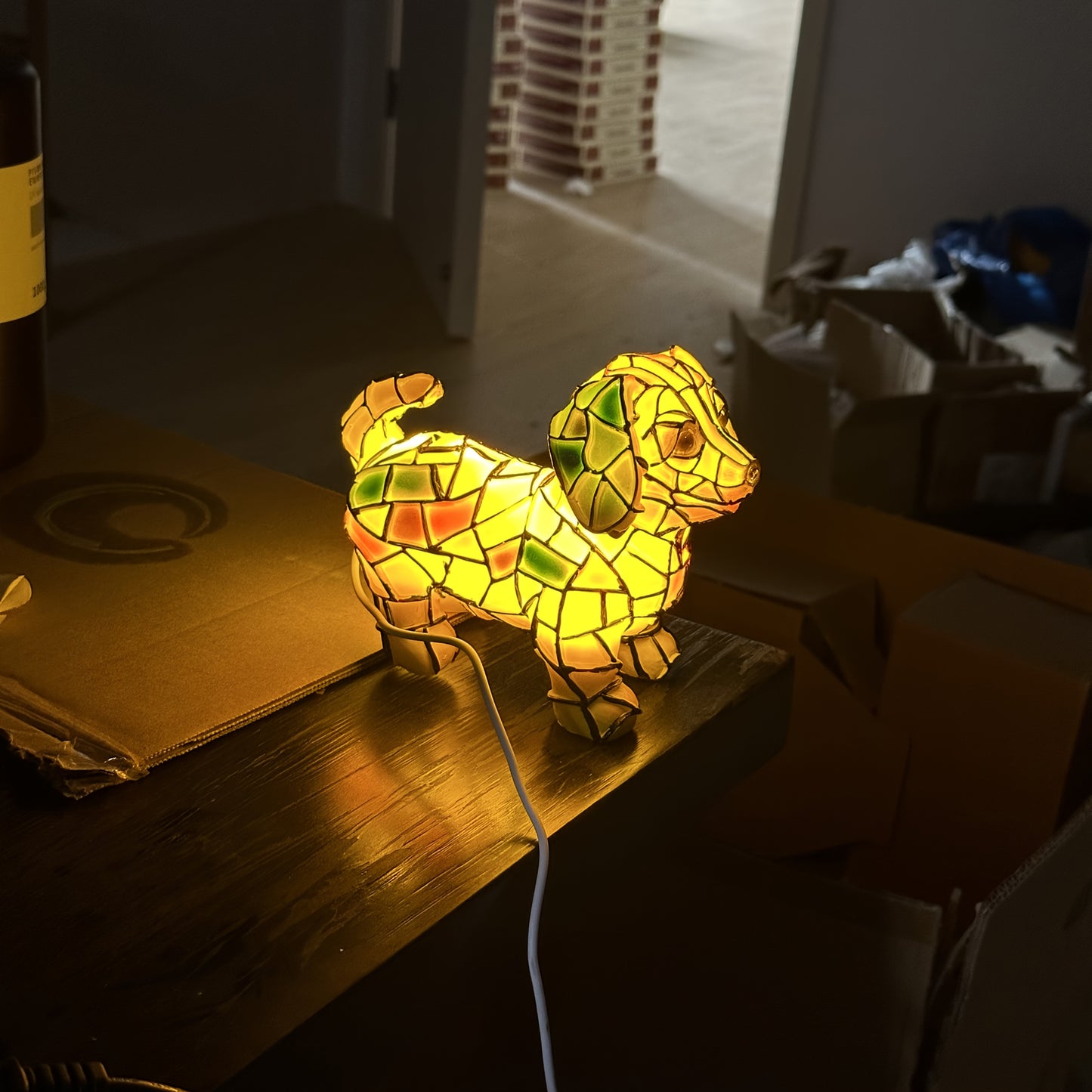 Cute Dachshund LED Light - Resin Craft Decoration, Whimsical Sculpture Wall Art for Pet Homes, USB Night Light, Fun Holiday Decor for Dog Lovers