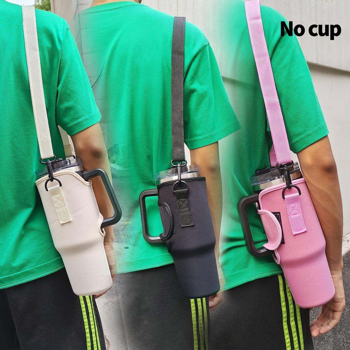 40oz Pink Insulated Travel Mug Holder with Adjustable Strap – Snug - Fit Design for Secure Carrying, Ideal for Gym, School, Dorm, and Camping, Mug Not Included, Gym Drinkware | Stylish Cup Holder | Secure Carry Strap - Buy That Thang