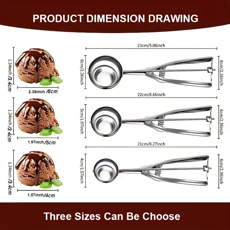 3pcs Cookie Scoops for Baking Include 1 Tbsp/ 2 Tbsp/ 3 Tbsp, Cookie Dough Scoop, Ice Cream Scoop Set, for Cookie, Cupcake, Melon Ball, Meatball, Ice Cream, Halloween And Christmas Kitchen Gifts - Buy That Thang