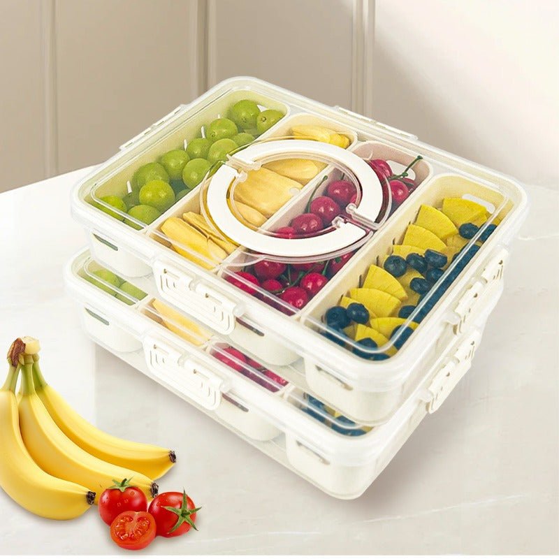 Fruit Storage Containers for Fridge Keep Fresh - Divided Serving Tray with Lid and Handle - Portable Picnic Parties Snackle Box Veggie Tray - Berry Candy Food Snack Organizer Travel, Compact Design, Easy to Clean, Leakproof C - Buy That Thang