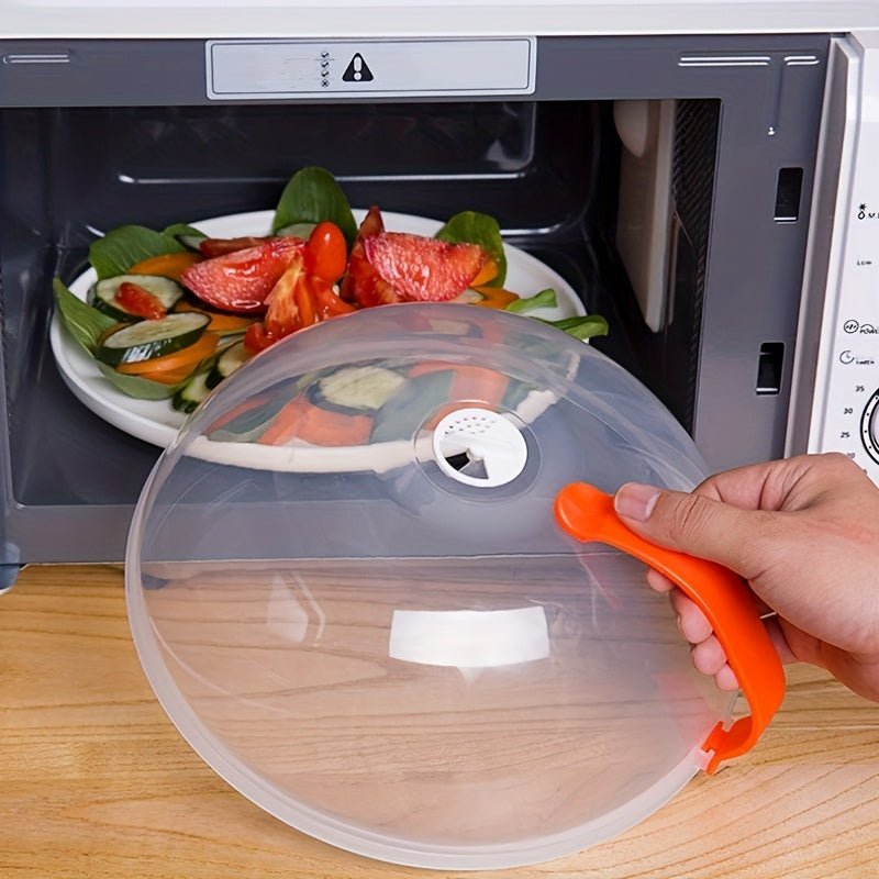 [Splash Proof Microwave Cover] 1pc Splash Proof Microwave Food Cover with Steam Vents & Handle | Microwave Oven Heating Cover, Bowl Cover, Easy to Grip - Suitable for Kitchen Supplies - Buy That Thang