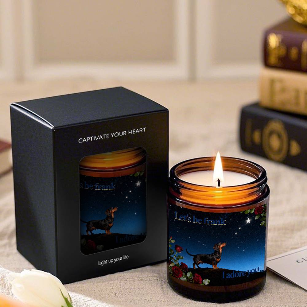 Lavender Scented Dachshund Candle in Glass Jar - Long - Lasting Soy Wax Dog Lover Gift Suitable for Christmas, Valentine's Day, - Cute Dachshund Puppy Themed Home Decor for Fur Mama & Pet Owners - Buy That Thang