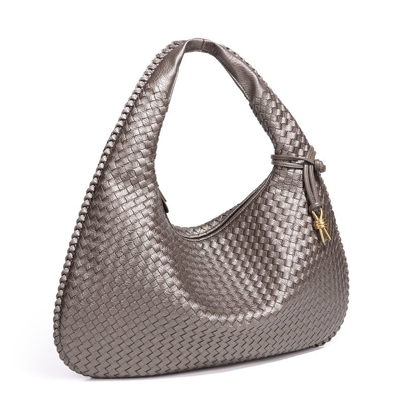 Crescent shaped women's bag hand woven hand - held dumpling bag fashionable single shoulder armpit bag - Buy That Thang