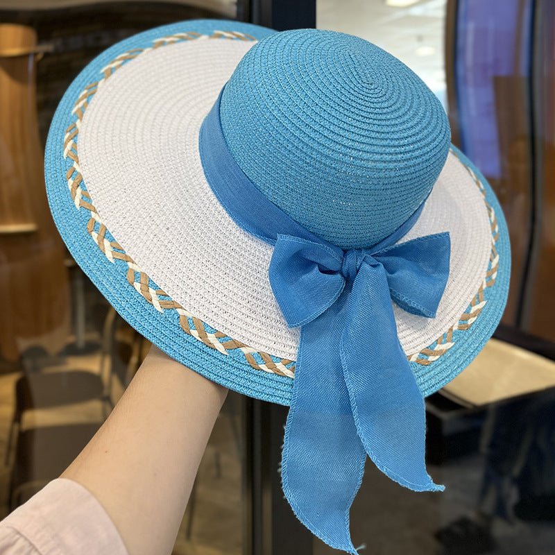 Straw Bag and Hat Set for Women, Beach Vacation, Versatile Sun Protection Wide Brim Hat, Commute Travel Large Capacity Tote Bag - Buy That Thang