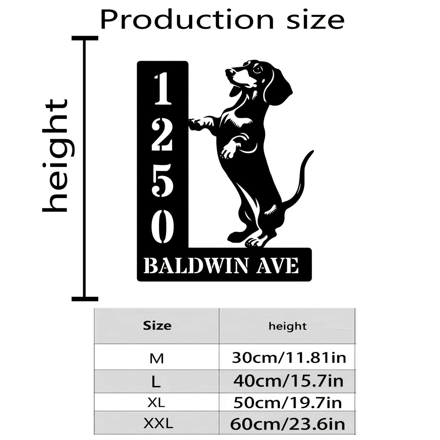 [Personalized Metal Sign] Cute Metal Dachshund Door Number Sign | Personalized Pet Address Plaque, Outdoor Animal Address Marker Decoration