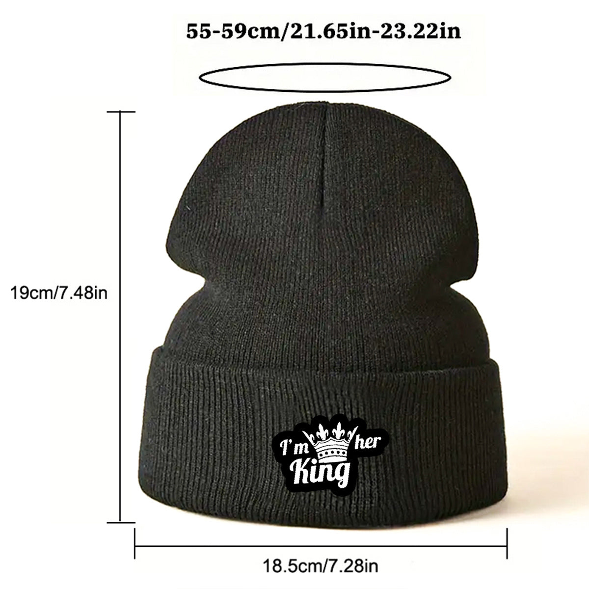 2pcs set Crown theme classic couple models men women warm winter cap creative printing cuff pom pom cap men women cap cuff thickened cap