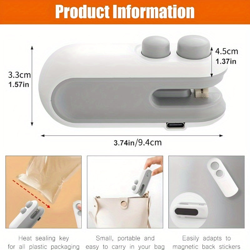 kitchen items Mini Bag Sealer, 2025 2-in-1 USB-C Rechargeable Snack Bag Sealer, Magnetic Food Sealer with Cut Bag Sealer Handheld Heat Sealer for Plastic Snack Bags Fresh