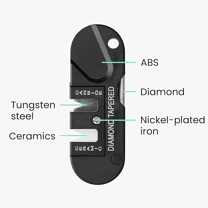 [Multi-Tool Knife Sharpener] 4-in-1 Multi-Tool Outdoor Knife Sharpener & Sharpening Tool | Lightweight Stainless Steel Clip-On Design, Ambidextrous, for Camping, Hiking, Fishing, DIY Projects, Camping Accessories, Sleek Metal
