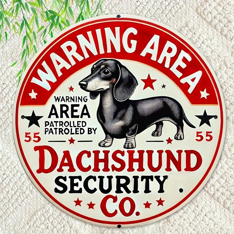 2D Flat, 1pc, 2D flat printing Metal Iron Sign Decoration - Retro "Be Careful with Sausage Dogs" Metal Sign - 8x8 inch Decorative Wall Art Plaque with Red Border, Playful Sausage Dog Silhouette, and Star Ornament, Suitable for - Buy That Thang