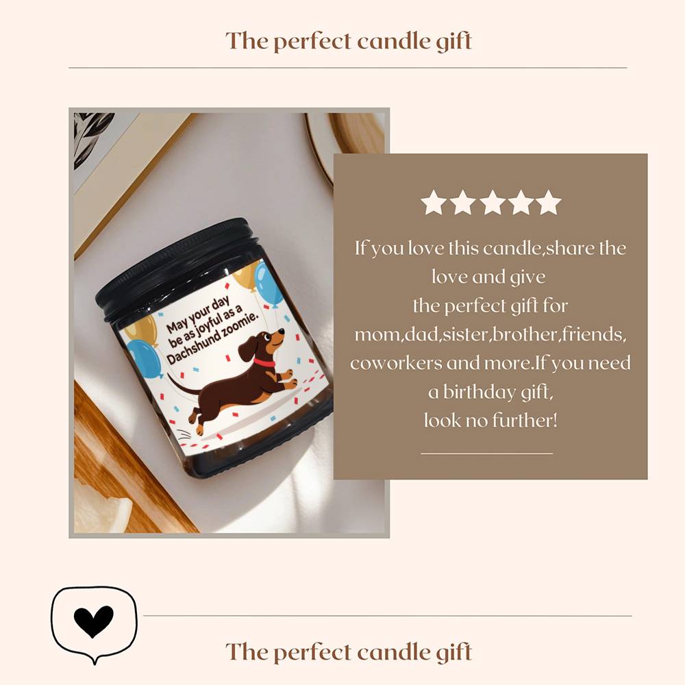 Dachshund Scented Candle - Lavender with Dachshund Dog in Glass Jar, Long - Burning Wax for 12+ Hours, Funny Pet Lover Gift for Dachshund Owners (Christmas, Valentine's Day) - Home & Bathroom Decor Suitable for Dachshund Parent - Buy That Thang