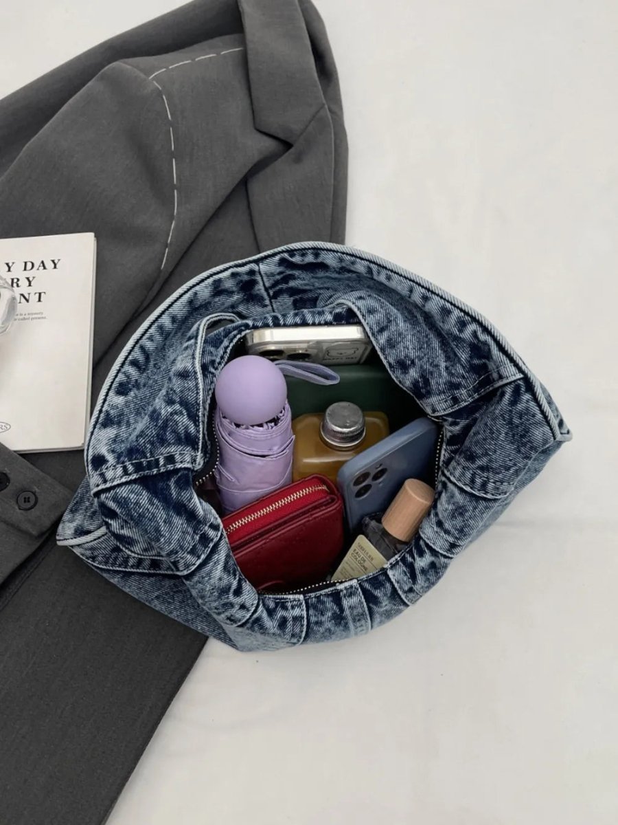 Crescent Shaped Denim Shoulder Bag - Buy That Thang