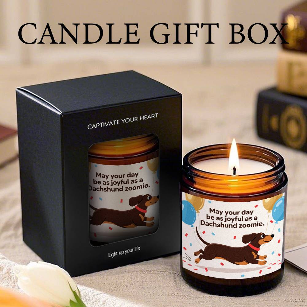 Dachshund Scented Candle - Lavender with Dachshund Dog in Glass Jar, Long - Burning Wax for 12+ Hours, Funny Pet Lover Gift for Dachshund Owners (Christmas, Valentine's Day) - Home & Bathroom Decor Suitable for Dachshund Parent - Buy That Thang