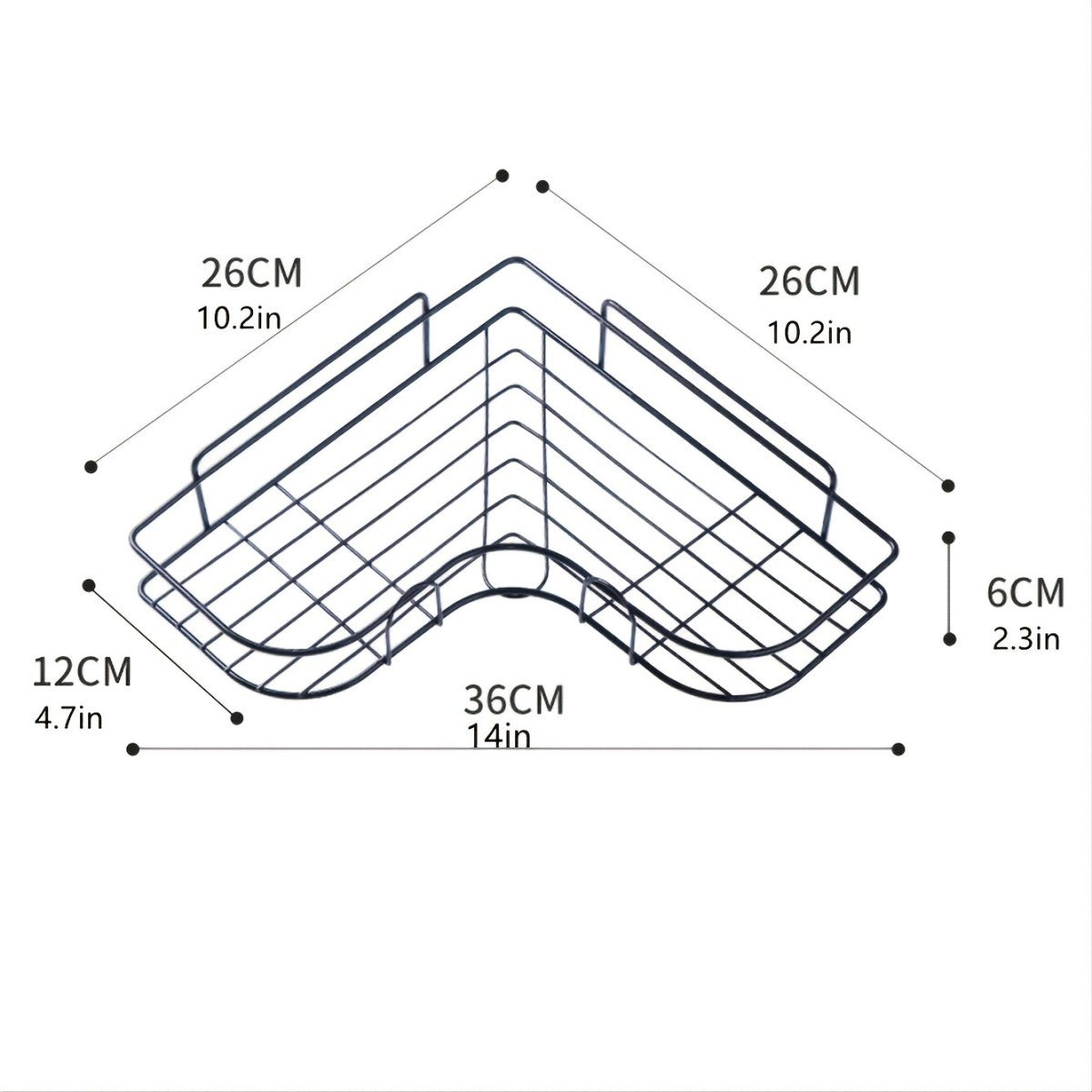 1pc Heavy - Duty Cast Iron Corner Shelf - No Drill Adhesive/Bolt - Wall - Mounted Angled Bath Shelf, Space - Saving Curved Shelves for Small Bathrooms, Installation (No Tools/Screws) Suitable for Bathrooms, Shelves - Buy That Thang