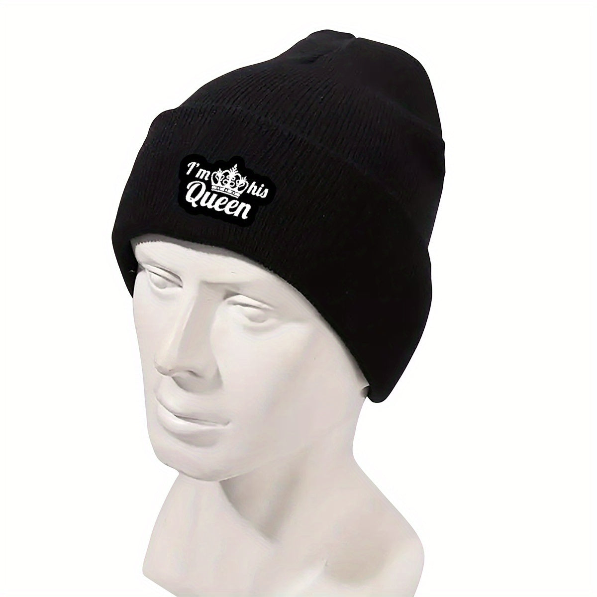 2pcs set Crown theme classic couple models men women warm winter cap creative printing cuff pom pom cap men women cap cuff thickened cap