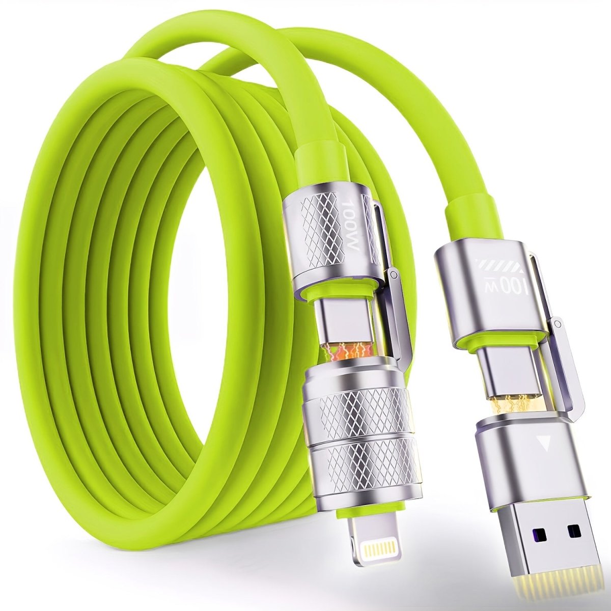 USB C to USB C, 100W 4in 1 Charging Cable, Chubby Type C/A to C/Lightning Cable for iPhone 16 15 14 13 12 11 8 7 Series/MacBook/iPad/Samsung/HUAWEI/Xiaomi, Multi Chargers for All Devices - Buy That Thang