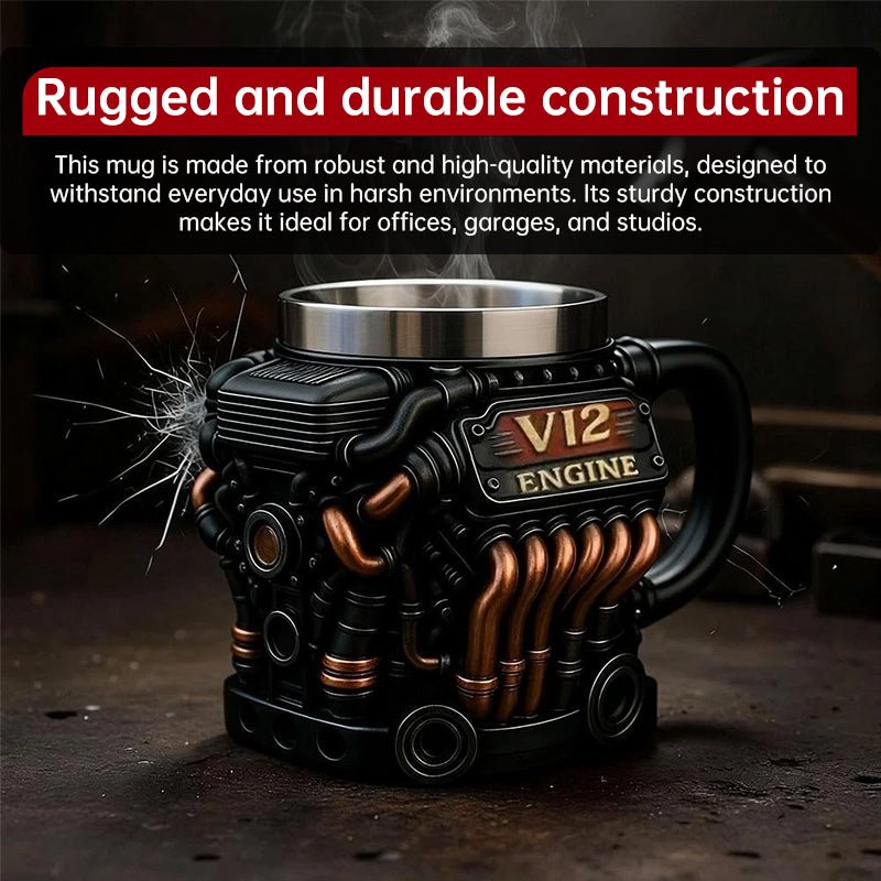 V8 Engine Mug | Stainless Steel Coffee Cup for Car Lovers - Buy That Thang