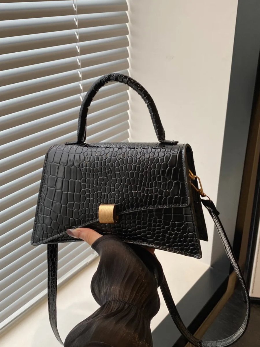 Solid Color PU Leather Handbag - Buy That Thang