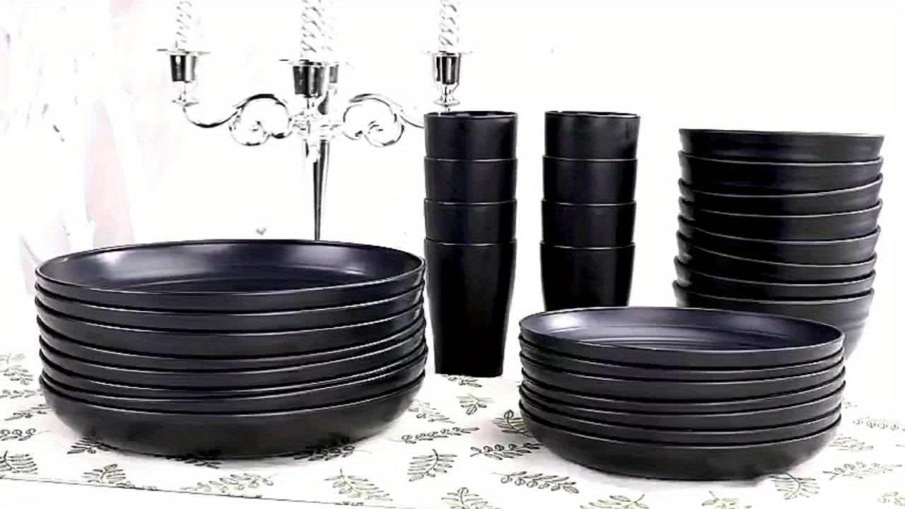 16/32pcs Kitchen Wheat Straw Large Size Dinnerware Set, For 4/8, Unbreakable Modern Dish Set Dinner Plate/Dessert Plate/Cereal Bowl/Cup, Dishwasher Safe, Lightweight Tableware, Camping And Everyday Use, Gifts For Men/Women/Ch