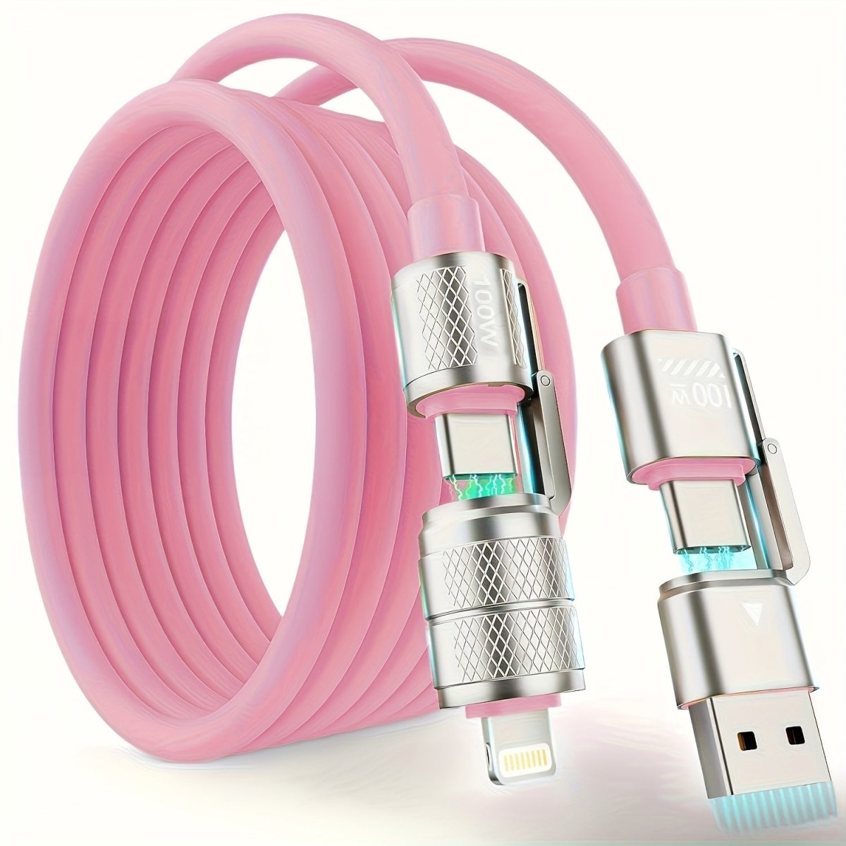 USB C to USB C, 100W 4in 1 Charging Cable, Chubby Type C/A to C/Lightning Cable for iPhone 16 15 14 13 12 11 8 7 Series/MacBook/iPad/Samsung/HUAWEI/Xiaomi, Multi Chargers for All Devices - Buy That Thang