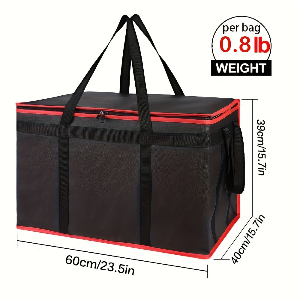 1 Pcs XXXL Oversized Red Insulated Delivery Bag - Cold-Resistant, Heat-Resistant, Foldable, And Durable With 2mm Grid-Pattern Pearl Cotton And Non-Woven Fabric, Warmer Than Aluminum Foil - Reusable Shopping And Food Storage B