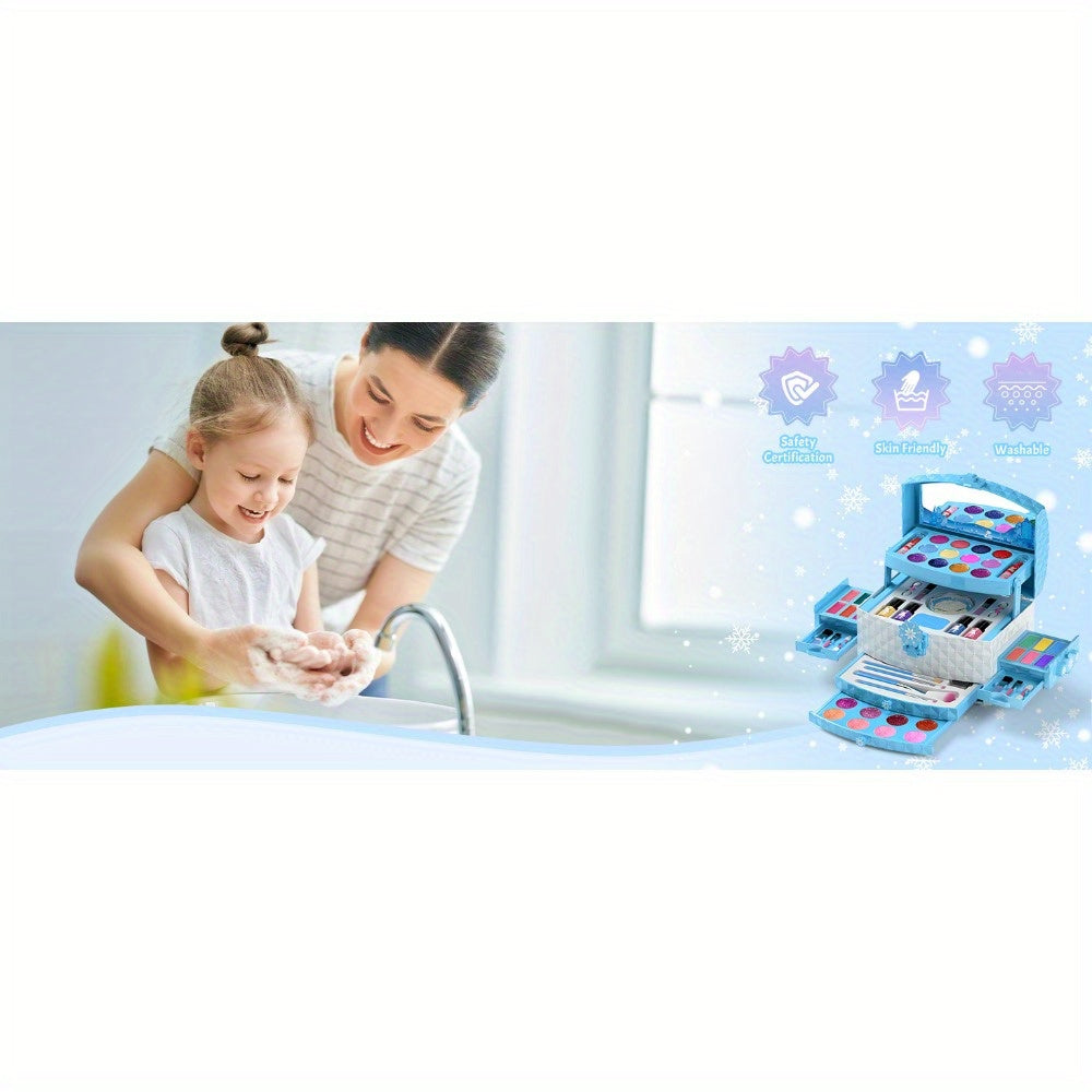 Girls Toys - 56pcs Kids Makeup Gift Box, Set - Non-toxic Washable Pretend Makeup Set with Brushes And Blendable Shades Eyeshadow for Girls Ages 3-12 | Perfect Kids Toys, Birthday Gifts