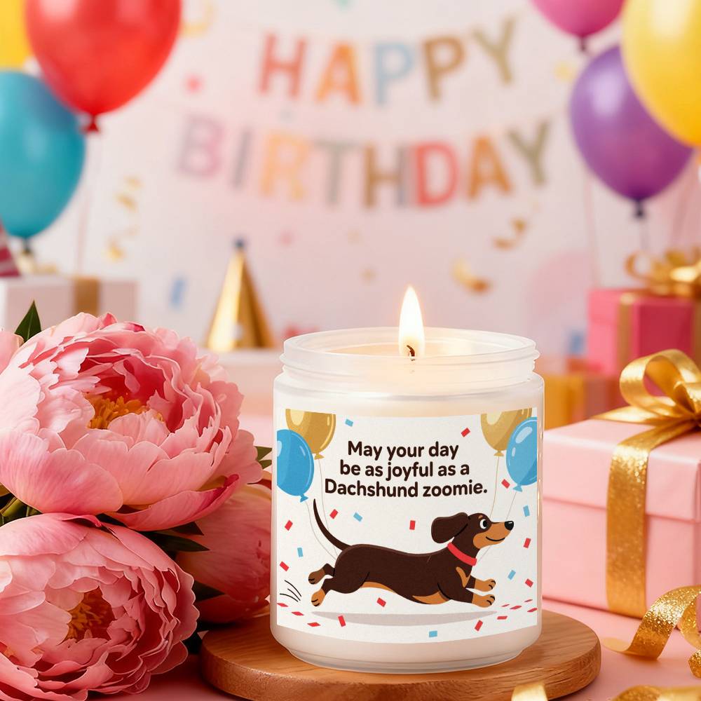 Dachshund Scented Candle - Lavender with Dachshund Dog in Glass Jar, Long - Burning Wax for 12+ Hours, Funny Pet Lover Gift for Dachshund Owners (Christmas, Valentine's Day) - Home & Bathroom Decor Suitable for Dachshund Parent - Buy That Thang