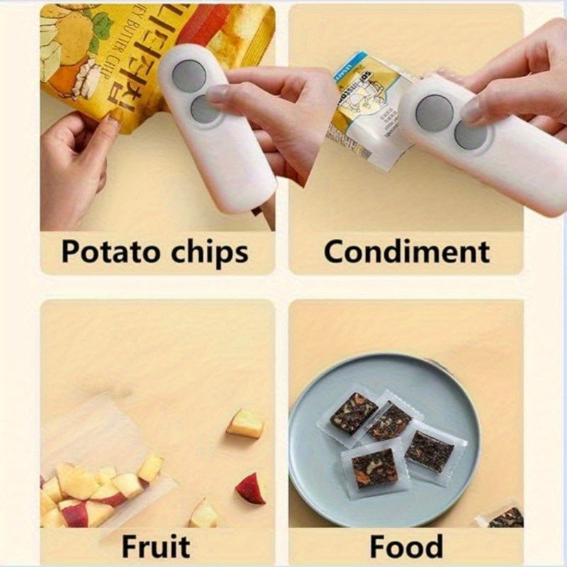 kitchen items Mini Bag Sealer, 2025 2-in-1 USB-C Rechargeable Snack Bag Sealer, Magnetic Food Sealer with Cut Bag Sealer Handheld Heat Sealer for Plastic Snack Bags Fresh