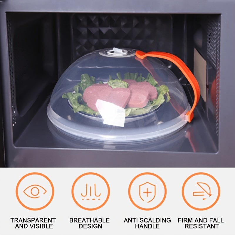 [Splash Proof Microwave Cover] 1pc Splash Proof Microwave Food Cover with Steam Vents & Handle | Microwave Oven Heating Cover, Bowl Cover, Easy to Grip - Suitable for Kitchen Supplies - Buy That Thang