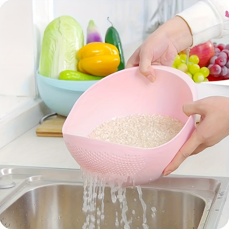 1/2pcs Multi-Functional Rice Washing Basket with Dense Hole Screen - Heavy-Duty Plastic Food-Safe Kitchen Strainer, Collapsible Design & Hanging Holes for Easy Storage, BPA-Free Plastic for Rinsing Rice, Pasta, Vegetables, Fr
