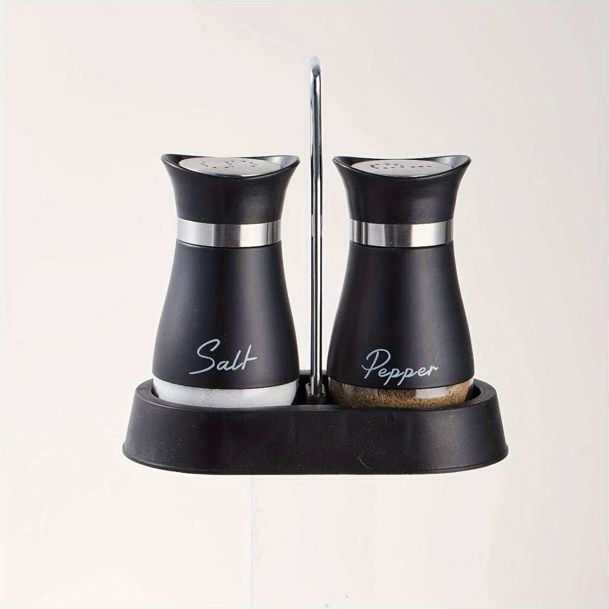 (1 Stand + 2 Bottles) A Set of Salt And Pepper Shakers, Shaker Bottles. Salt And Pepper Containers with a Glass Base, Featuring a Stable Stand, Suitable for Kitchen Tools, Cooking Tables, Rvs, Camping, Barbecues, And Seasonin - Buy That Thang